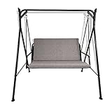 170 x 55 x 6 cm Cojín para balancín de 4 plazas, 170 x 55 x 6 cm, acolchado y revestido de algodón totalmente desenfundable, incluye respaldo y asiento (gris)