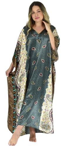 Up2date Fashion Women Satin Kaftan,Unique Paisley Print Caftan, Plus Size, Style Caf-04