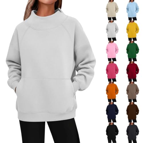 Aniywn Mock Neck Sweatshirt Women Oversized Soft Long Sleeve Pullover Tops - image 1