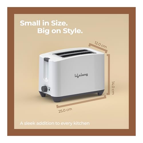 Image of Lifelong Toaster 750 Watt | Bread Toaster 2 Slice | Auto-Cut-Off | Self-Centering for Even Toasting | Removable Crumb Tray | High Rise Carriage Handle |Pop-Up Toaster | Kitchen Appliance (LLPT09)