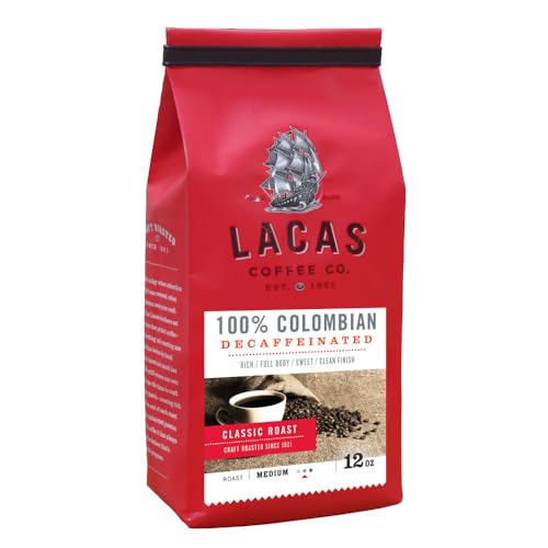 Lacas Coffee Company 100% Colombian Descaafeinado en Grano 12 oz. miniatura 1