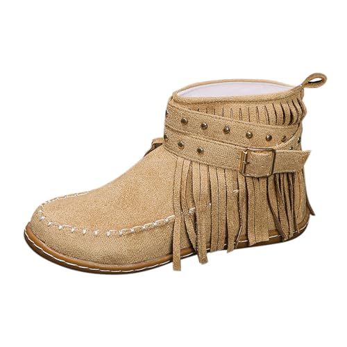 Bottines d'hiver chaudes avec franges et chaussures de loisirs zippées