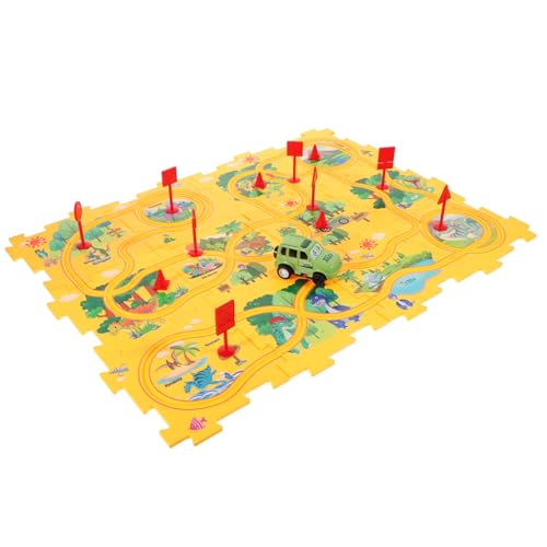 ibasenice 1 Juego Coche de Pista de Rompecabezas Brain Toys Juguete Educativo para Rompecabezas para de 2 a 4 años Rompecabezas para de 4 a 6 años el plastico Yellow