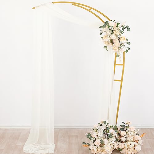Image of Socomi Ivory White Wedding Arch Draping Fabric 29 inch x 20Ft 4 Panels Sheer Outdoor Curtain Drapes Extra Long for Bridal Baby Shower Ceremony Birthday Party Decor