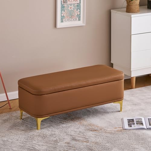 Banc à chaussures en bois massif café avec assise rembourrée pour entrée et chambre