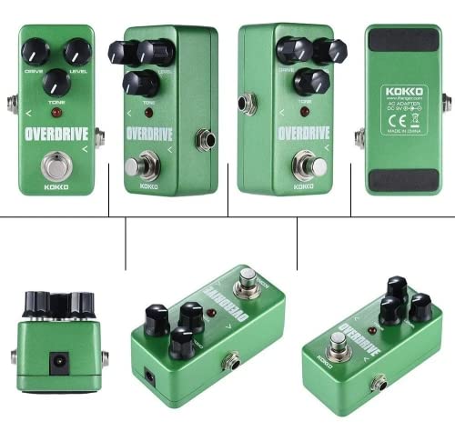 Pedal de Efeitos de Guitarra Elétrica, Pedal de Overdrive para Guitarra Elétrica, Mini Tipo único DC