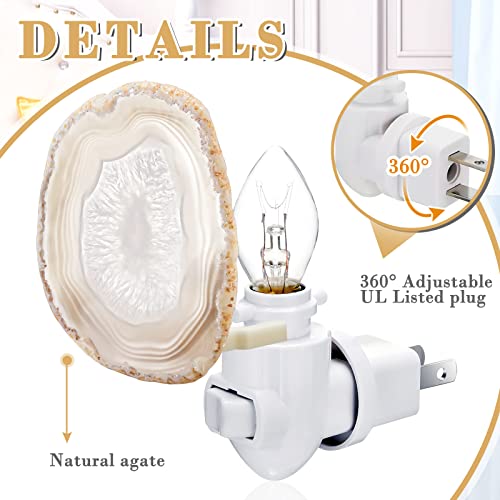 Agate Night Light Agate Slice Light Crystal Nightlight Plug Into Wall With Switch Home Decor Hallway Lights, Nightlight For Toilet Kitchen Bedroom (Beige) #TOP2