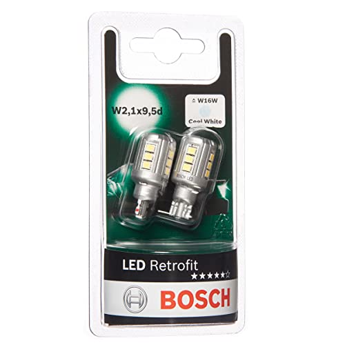 Bosch W16W LED Retrofit Lámparas para vehículos, 12 V 1, 8 W W2, 1x9, 5d, Lámparas x2