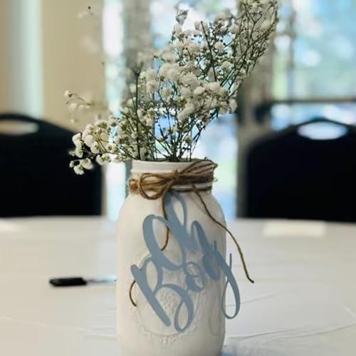 Hsybdnsk 3PCS Oh Boy Blue Baby Shower Decoration Set with Rope, Baby Boy Centerpieces, Gender Reveal Party