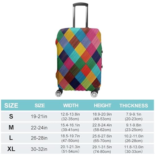 Colorful Plaid Elastic Luggage Cover Suitcase Protector for 19-32 Inch Suitcases | Universal Stretchable Travel Bag Cover | Anti-Scratch, Washable with Zipper Closure M2