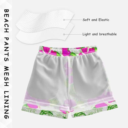 Monstera Leaves Floral White Boys Swim Trunks for 2-12 Years Swim Beach Shorts Kids Swimwear Board Shorts Hawaii Vacation4