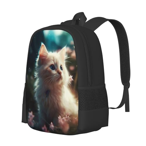 Everyday Unisex 17 Inch Backpack Cute Kitten Flowers Reliable Choice for Routine Commutes Errands & Casual Use2