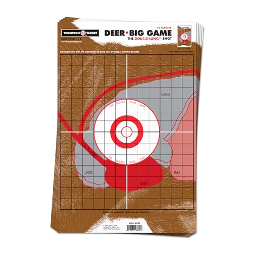 Thompson Target Life-Size Deer Vitals 12.5x19 Inch Premium Ultra Bright Paper Shooting Targets Made in the USA (10 Pack)