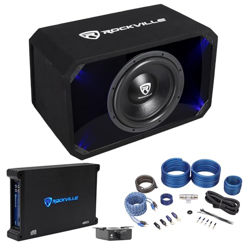 Rockville SV12K6D2 Bundle: 12 in 2400W Peak/600-Watt RMS K6 Car Subwoofer Plexi Sub Enclosure, dB13...
