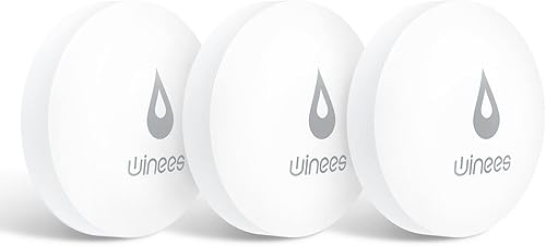 Miniatura 9 de Detector de fugas de agua WiFi Winees, paquete de 1 sensor de agua con alarma ajustable de 100 dB, notificación por correo electrónico y SMS de S1