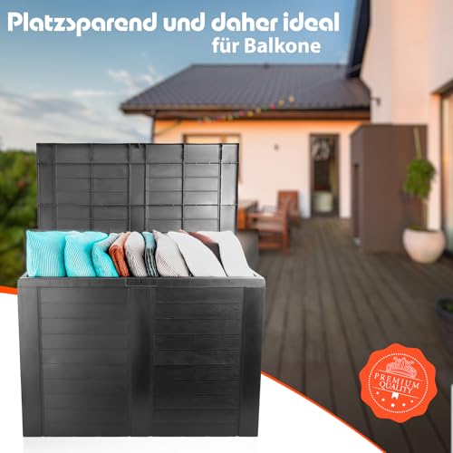 BigDean Aufbewahrungsbox Garten 170L mit Stecksystem aus Kunststoff – Auflagenbox wasserdicht für outdoor geeignet – Kissenbox im kompakten Design & Made in Europe