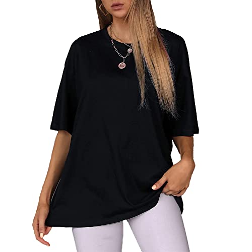 Nileton تيشيرت اوفر سايز - قطن - تي شيرت برقبة دائرية و اكما...