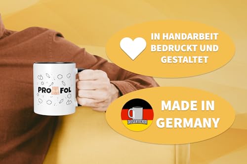 TassenTicker - Tasse avec inscription en allemand « Propofol » - Cadeau infirmière - Médecin, médecin - Assistante - Seringue - Drôle, drôle (noir) – vue 5