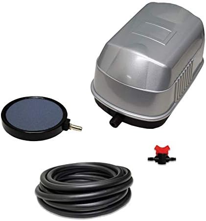 Half Off Ponds Pond Subsurface Aeration System with 1.4 Cubic Feet per Minute Air Pump, Ponds to 2,500 Gallons, 20' Weighted Tubing, (1) 5" Diffuser and (1) Ball Valve Manifold - PAK-20K