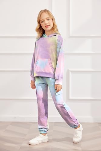 Arshiner 2 Pieces Tracksuits Outfits Girls Tie Dye Sweatsuits Long Sleeve Sport Sweatshirts and Sweatpants with Pockets4