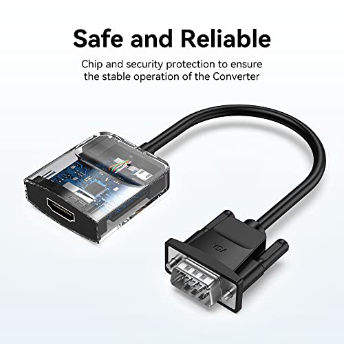 Vention Vga To Hdmi Adapter (Pc Vga Source Output To Tv/Monitor With Hdmi Connector) 1080P Video Dongle Adaptador Vga Converter With Audio Male To Female Cable For Computer Laptop Monitor Hdtv 0.5Ft #TOP6
