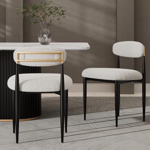 Morden Fort Modern Dining Chairs Set of 2, Upholstered Boucle