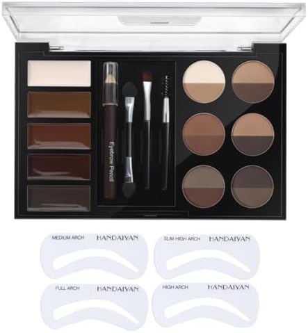 Eyebrow Color Palette All in 1 - 12 Powders, 5 Gels, 1 Pencil, 3 ...