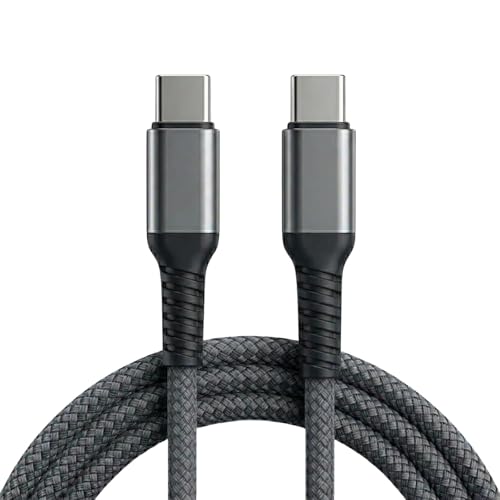 Image of USB Type C to Type C Cable, PD Fast Charging & 480Mbps Data Sync, 1.2M Grey Braided Charger Cord Compatible with Samsung Galaxy, OnePlus, iPad, MacBook & USB C Devices (Free Cable Protector)