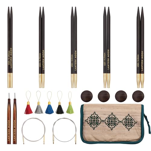 Image of Lantern Moon Legacy Interchangeable Circular Knitting Needle Set 5 inch (13 CM) | 5 US Sizes (3 to 8)