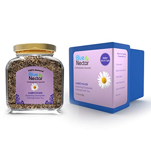 Image of Blue Nectar Amritanadi Darjeeling Chamomile Green Tea for Detox and Calmness (50 grams | 25 cups)
