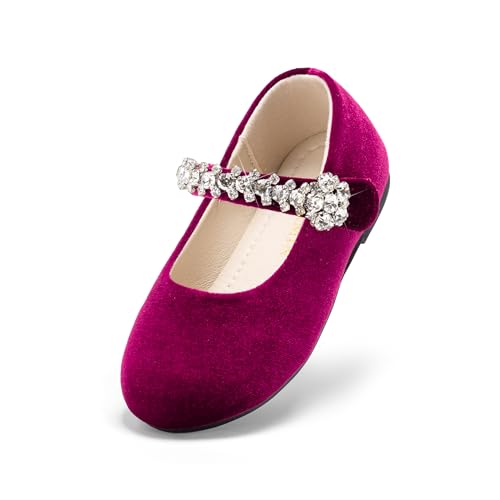 Image of PHIRAMIN Toddler Flower Girl Glitter Dress Shoes Little Girl Ballet Flats Bow Wedding Party