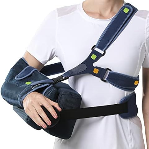 VELPEAU Shoulder Sling Immobilizer with Abduction Pillow Support Brace for Women & Men, Rotator Cuff Surgery, Dislocated, Subluxation, Broken Collarbone, Fits Left & Right Arm (Blue, M: Bust 29-40.5″) Cover