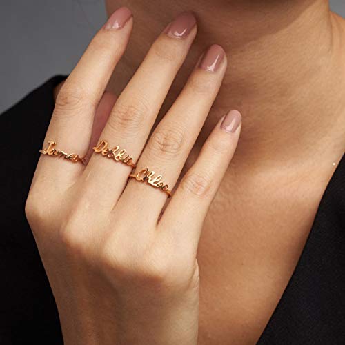 Yofair Personalized Name Rings Sterling Silver Custom Initial Rings Customize Mother Rings Christmas Gift For Women Girls #TOP1