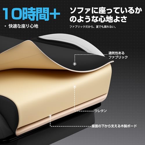 LUCKRACER ゲーミングチェア ファブリック 人間工学 腰痛対策 椅子 イス 90°~135°リクライニング テレワーク pcチェア デスクチェア 蒸れない 夏でも涼しい ソファーの座り心地 (black) [5]
