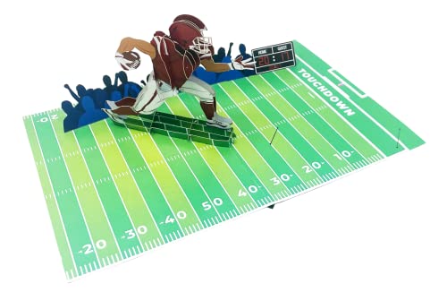 American Football Player - 3D Pop Up Greeting Card For All Occasions - Love, Birthday, Christmas, Sports, Congrats, Good Luck - Blank Inside For Personalized - Amazing, Happy Gift - Thick Envelope, Fold Flat (Red) #TOP1
