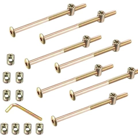 Hincell M6x120mm 12Set Bunk Bed Bolts, Zinc Plated Hex Drive Socket Cap Furniture Barrel Screws Bolt Nuts Assortment Kit for Furniture Cots Beds Crib Hardware Screws Crib and Chairs Cover