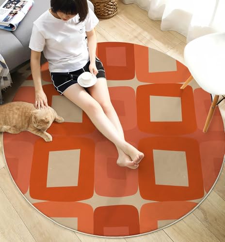 Tapis géométrique moderne orange lavable et antidérapant de 60cm - 5
