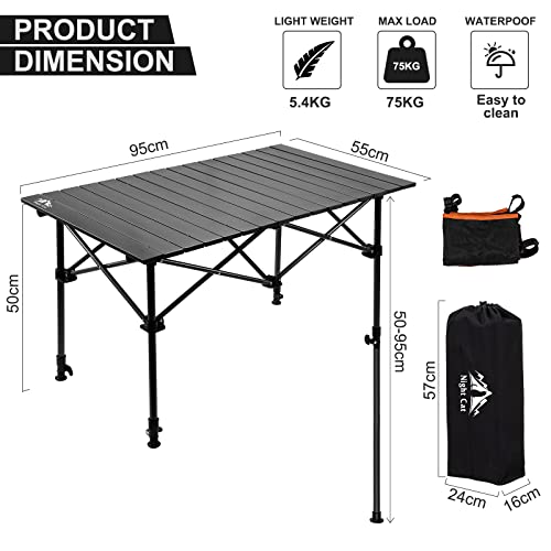 Night-Cat-Camping-Table-with-Storage-Basket-Foldable-Picnic-Table-for-Outdoor-Indoor-Lightweight-Rustless-Adjustable-Height-17-3ft-BBQ-Garden-Backyard-75KG-37x22in