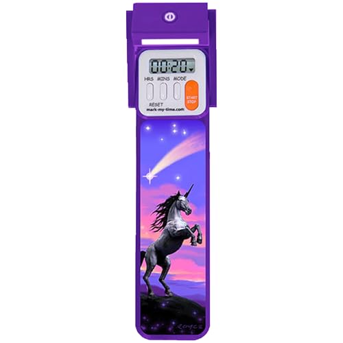 Mark-My-Time Digital Bookmark and LED Book Light - Timer and Bookmark for Kids with LED Book Light Cool Bookmarks and Reading Incentives Christmas Gift & Stocking Stuffer - Unicorn