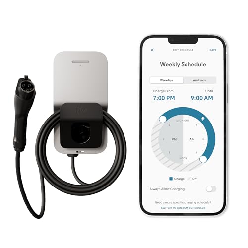 FLO Home X6 Level 2 Electric Vehicle Charging Station, 12 kW at 50 amp/240 V, fast home charging for all EVs, NEMA 14-50, UL/Energy Star Certified, 25 ft cable, highest outdoor rating, Silver aluminum