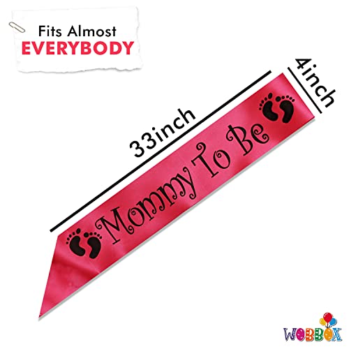 Image of WOBBOX Mom to Be Satin Sash Baby Shower Decorations (Pink with Black Lettering)