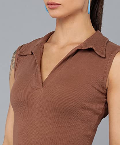 Image of Rock Paper Scissors Womens Collared Neck Crop Tank Top Stylish Tops