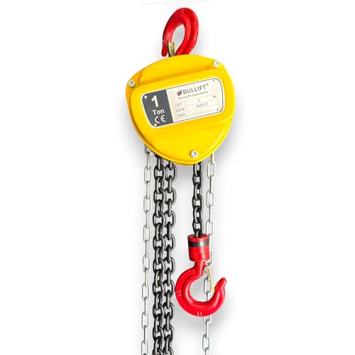 Image of inchBULLIFT inch Hand Chain Pulley Block 1 Ton Capacity, Heavy Duty Manual Hand Hoist 3M Lift Industrial-Grade Steel Construction for Lifting Good in Transport Workshop Garages Warehouse (1 Ton 3 Meter)