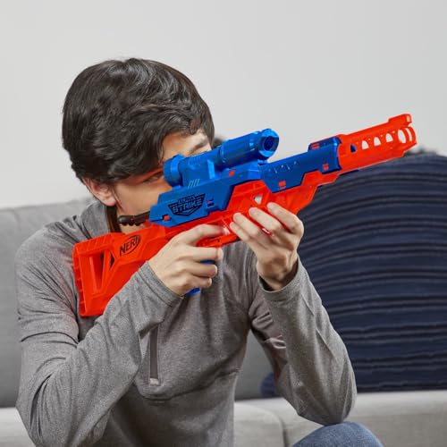 Image of Nerf Alpha Strike Mantis LR-1 Dart Blaster with Targeting Scope and 5 Official Nerf Elite Foam Darts - Easy Load Prime Fire | Ages 8+ | Birthday Gift for Kids