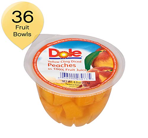 DOLE FRUIT BOWLS Diced Peaches in 100% Fruit Juice, 4 Ounce (36 Cups)