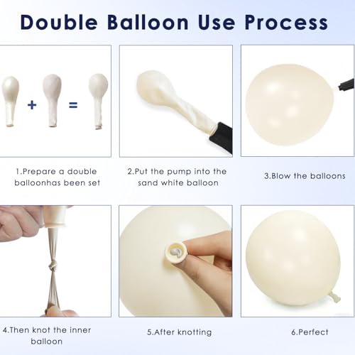 Image of Navy Blue Gold White Balloon Arch Kit 129 Pcs Double Stuffed