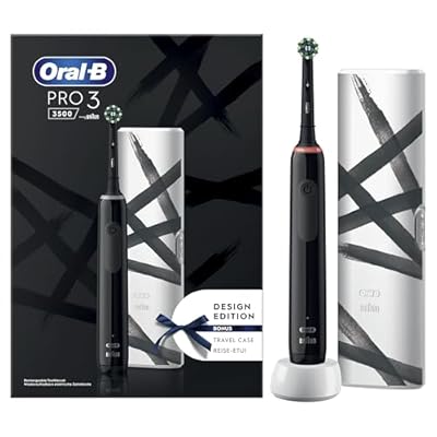 Oral-B PRO 3 3500 - Cepillo de dientes eléctrico con 3 modos de cepillado y control visual de presión de 360° para cuidado dental  estuche de viaje  regalo para hombre y mujer  color negro