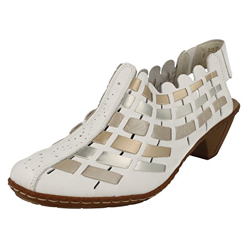 Image of Rieker 46778 Sina Women's Heels - Sling-Backs, Leather Upper, Hand-Woven Design, Anti-Stress Comfort, Flexible Sole, Secure Fit, and Timeless Everyday Style