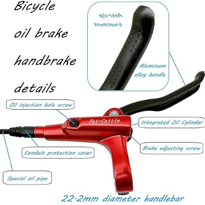 Bike Hydraulic Disc Brake Set with 160mm Rotors,For Mountain Bike e-Bike Fat Bike Road Bike(Right Front Brake& Left Back Brake) (Red)