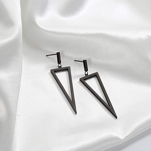 CLASSYZINT Black Metal Triangle Rectangle Circle Waterdrop Dangle Drop Earrings for Women3